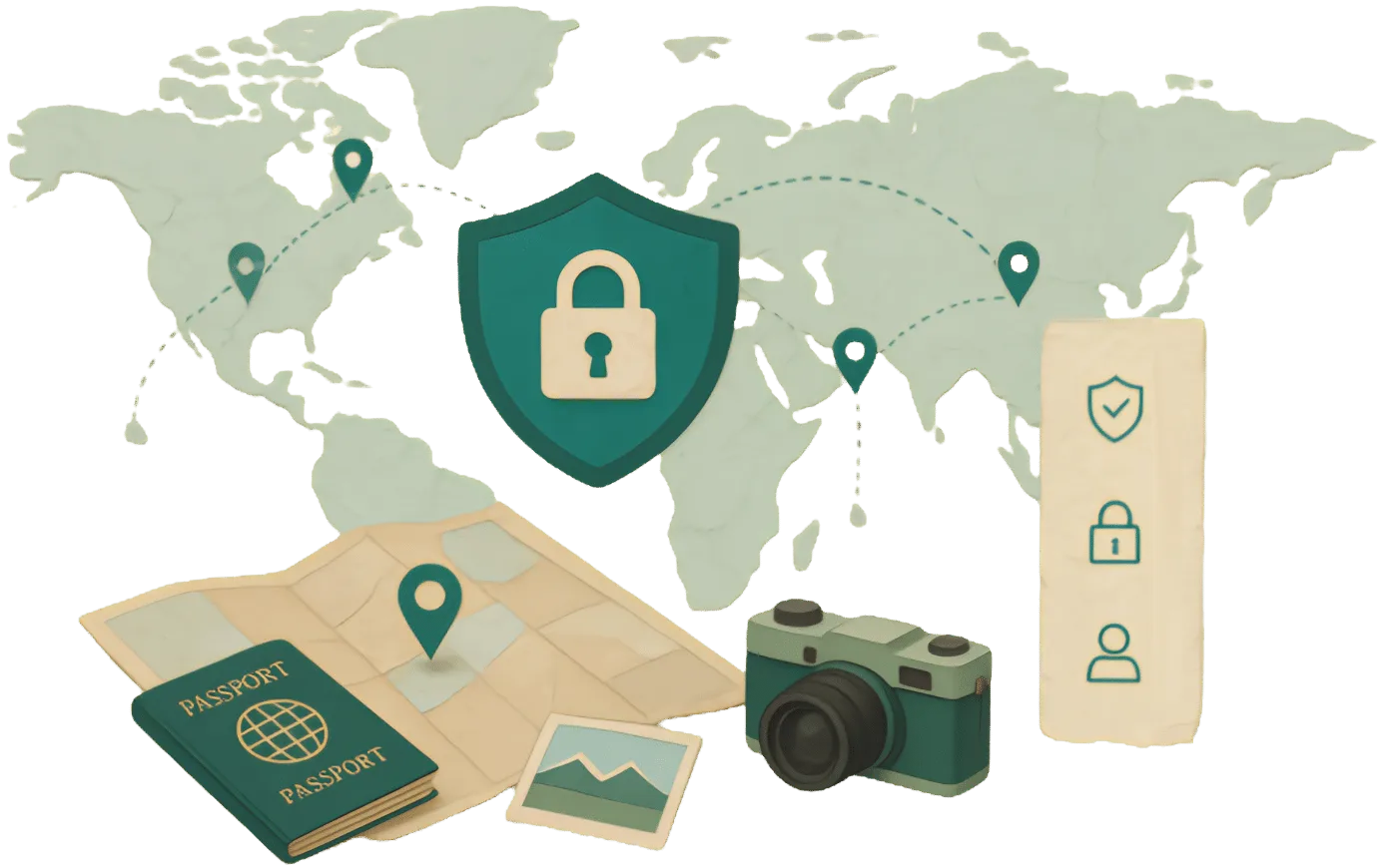 Privacy protection travel illustration